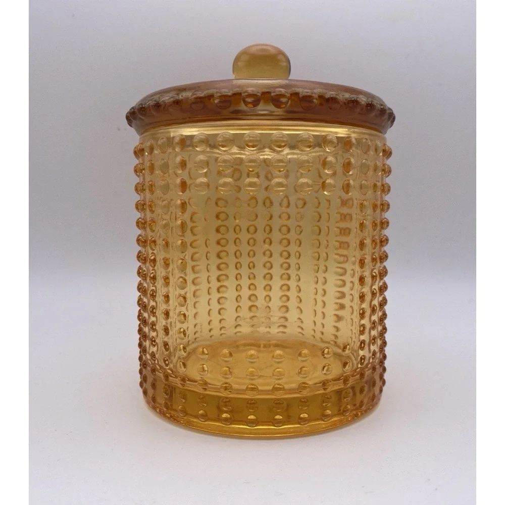 Pretty Amber Hobnail Style Glass 5